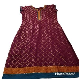 Elegant Maroon and Gold Women's Tunic